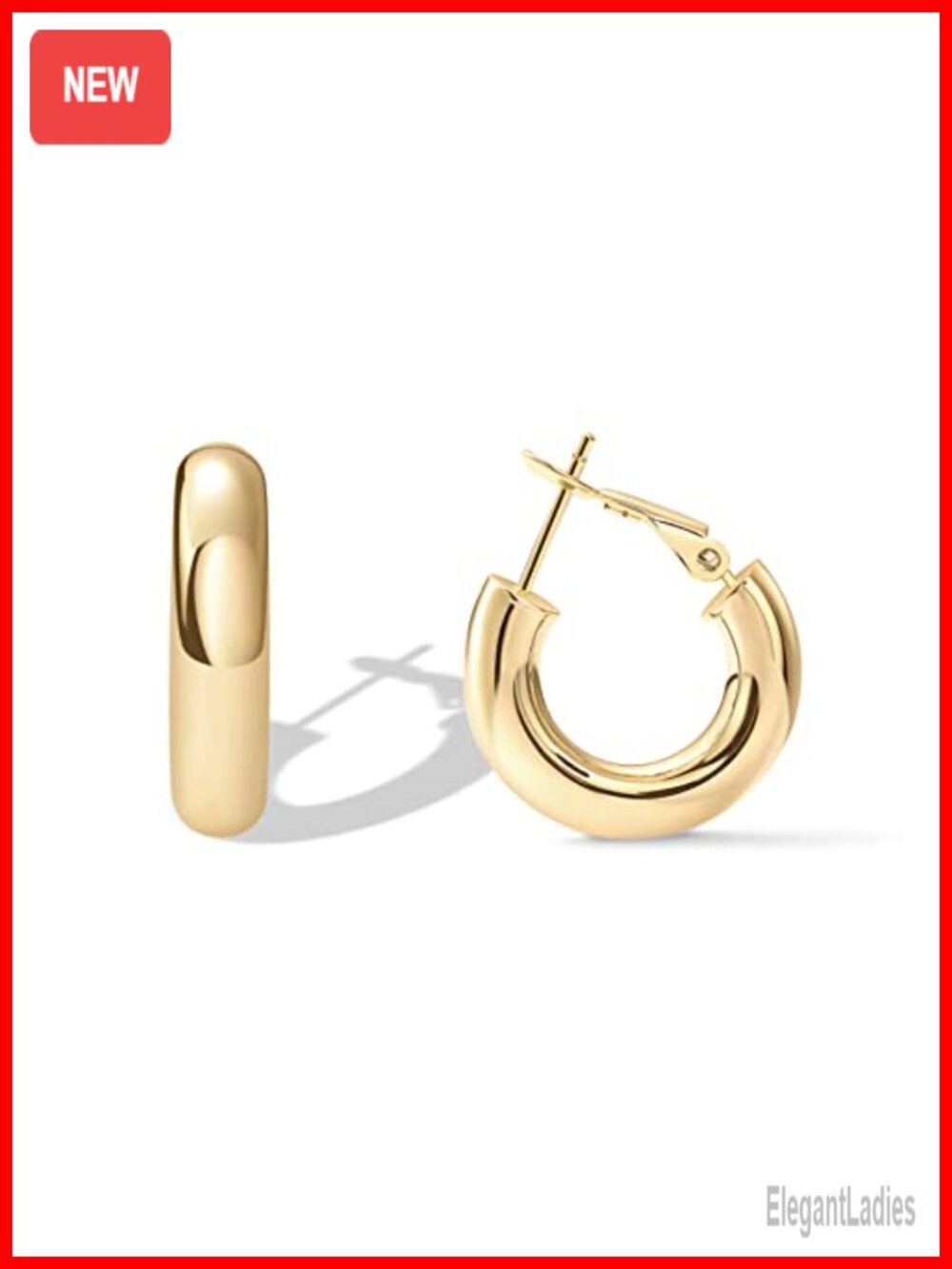 14K Gold Plated Chunky Hoop Earrings for Women 20mm Hypoallergenic Huggies